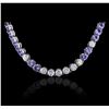 Image 2 : 14KT White Gold 27.84ctw Tanzanite and Diamond Necklace