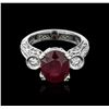 Image 1 : 18KT White Gold 5.27ct Ruby and Diamond Ring