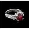 Image 2 : 18KT White Gold 5.27ct Ruby and Diamond Ring