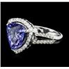 Image 2 : 14KT White Gold 5.22ct Tanzanite and Diamond Ring