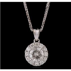 14KT White Gold 0.92ctw Diamond Pendant With Chain