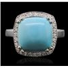 Image 1 : 14KT White Gold 4.63ct Turquoise and Diamond Ring
