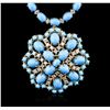 Image 2 : 14KT Yellow Gold 30.95ctw Turquoise and Diamond Necklace