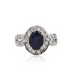 Image 1 : 14KT White Gold 2.70ct Sapphire and Diamond Ring