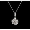 Image 2 : 0.30ctw Diamond Pendant With Chain - 14KT White Gold