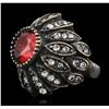 Image 2 : Silver 1.45ct Red Crystal and Cubic Zirconia Ring