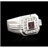 Image 2 : 14KT White Gold 0.50ctw Ruby and Diamond Ring