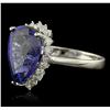 Image 2 : 14KT White Gold 9.35ct GIA Certified Tanzanite and Diamond Ring