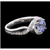 Image 2 : 14KT White Gold 1.60ct Tanzanite and Diamond Ring
