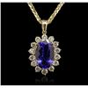 Image 1 : 14KT Yellow Gold 15.89ct GIA Certified Tanzanite and Diamond Pendant With Chain