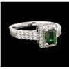 Image 2 : 14KT White Gold 0.71ct Tsavorite and Diamond Ring