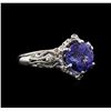 Image 2 : 4.29ct Tanzanite and Diamond Ring - 14KT White Gold