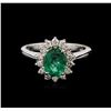 Image 1 : 1.00ct Emerald and Diamond Ring - 18KT White Gold