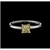 Image 1 : 0.40ct Fancy Yellow Diamond Solitaire Ring - 14KT White Gold