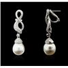Image 2 : 14KT White Gold Pearl and Diamond Earrings