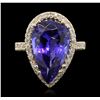 Image 1 : 14KT Yellow Gold GIA Certified 8.69ct Tanzanite and Diamond Ring