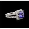 Image 2 : 3.44ct Tanzanite and Diamond Ring - 14KT White Gold
