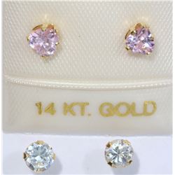 2 PAIRS OF 14KT GOLD CUBIC ZIRCONIA EARRINGS