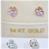 Image 1 : 2 PAIRS OF 14KT GOLD CUBIC ZIRCONIA EARRINGS