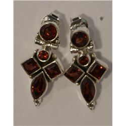 STERLING SILVER GARNET EARRINGS