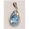 Image 1 : STERLING SILVER BLUE TOPAZ & DIAMOND PENDANT