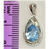 Image 2 : STERLING SILVER BLUE TOPAZ & DIAMOND PENDANT