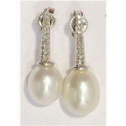 STERLING SILVER FRESH WATER PEARL & DIAMOND