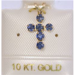 10KT GOLD SAPPHIRE (0.54CT) CROSS PENDANT