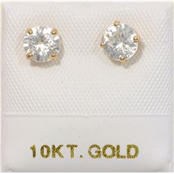 10KT GOLD NATURAL WHITE ZIRCON EARRINGS