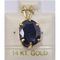 14KT GOLD SAPPHIRE (8.0CT) PENDANT NECKLACE