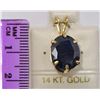 Image 2 : 14KT GOLD SAPPHIRE (8.0CT) PENDANT NECKLACE