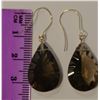 Image 2 : 14KT GOLD SMOKEY QUARTZ TEAR DROP EARRINGS