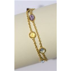 STERLING SILVER GOLD PLATED GEMSTONE BRACELET