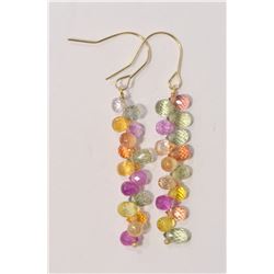 14KT GOLD FANCY COLOUR SAPPHIRE (6.50CT) EARRINGS