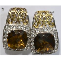 STERLING SILVER SMOKEY QUARTZ EARRINGS