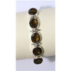 STERLING SILVER SMOKEY QUARTZ BRACELET