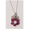 Image 1 : 14KT WHITE GOLD RUBY (1.0CT) & DIAMOND PENDANT