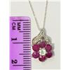 Image 2 : 14KT WHITE GOLD RUBY (1.0CT) & DIAMOND PENDANT