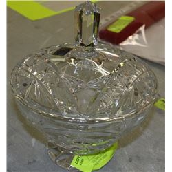 HAND CUT 24% LEAD CRYSTAL LIDDED CANDY DISH