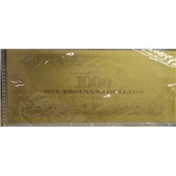 24K GOLD FOIL AMERICAN 1,000 DOLLAR BANKNOTE