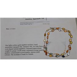 YELLOW GOLD SAPPHIRE NECKLACE (32 OVAL SAPPHIRES)