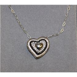 #34 STERLING SILVER BLACK & WHITE CUBIC HEART
