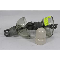 2 ASSORTED INSULATORS - ONE DOUBLE & ONE SINGLE