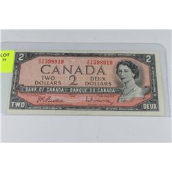 CANADIAN 1954 TWO DOLLAR BANKNOTE