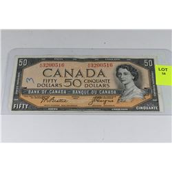 1954 CANDIAN 50 DOLLAR BANKNOTE