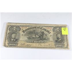 1898 CANADIAN ONE DOLLAR BANKNOTE - OFFCUT
