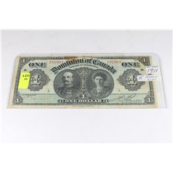 1911 DOMINION OF CANADA ONE DOLLAR BANKNOTE -
