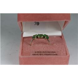 .925 SILVER TRIPLE STONE EMERALD RING