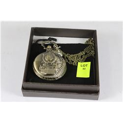 BRONZE TRAIN FACE POCKET WATCH