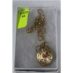 10K GOLD NECKLACE & FLORAL LOCKET